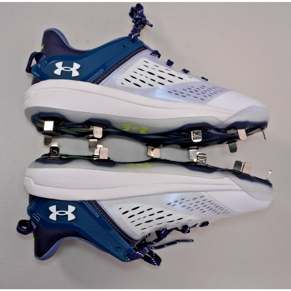 Under Armour Yard Low Metal Baseball Cleats White/Navy Men\'s 7.5 main image 5